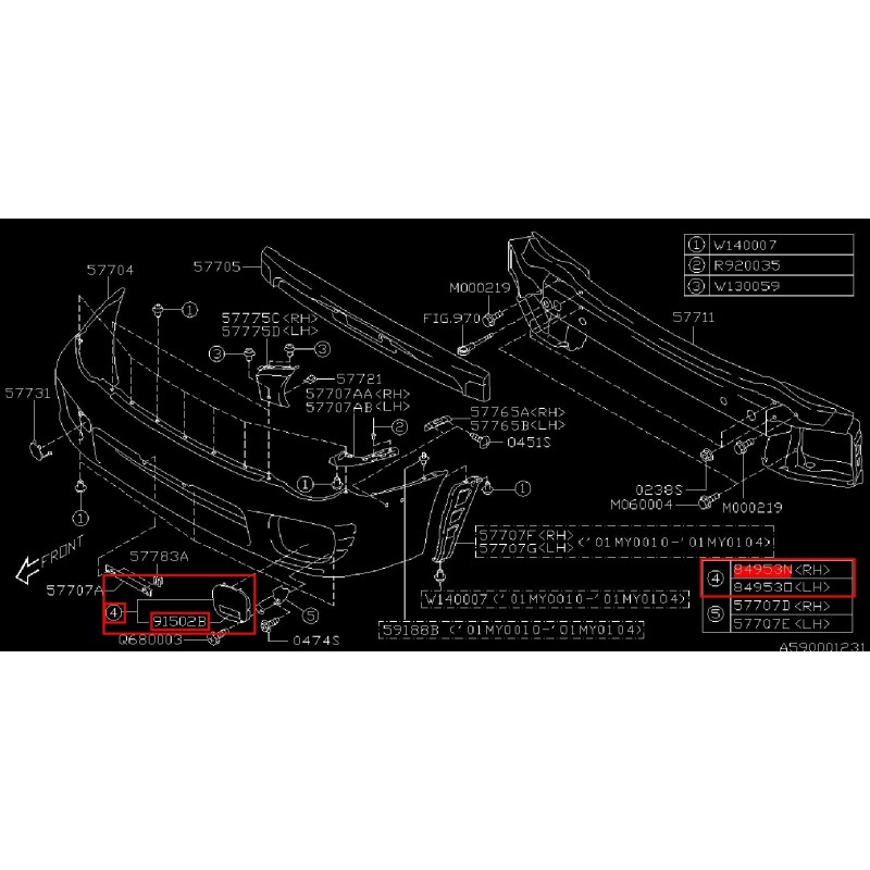 Cache anti-brouillard peint + logo Impreza WRX STI 2001-2002