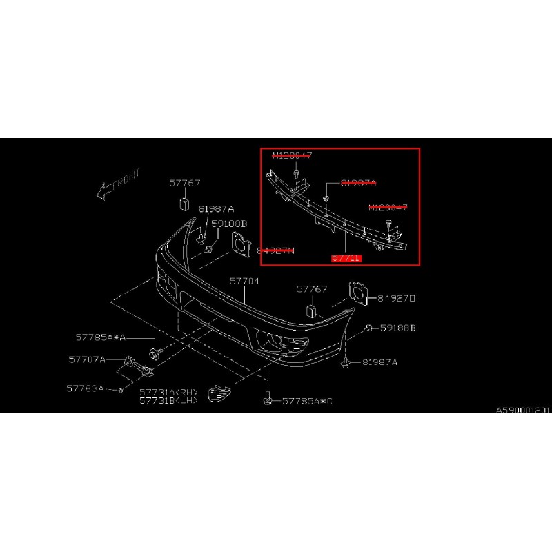 Traverse pare choc avant SUBARU
GT/STI 1998-2000