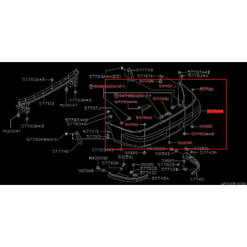 Pare choc arrière Impreza GT 1995-1996