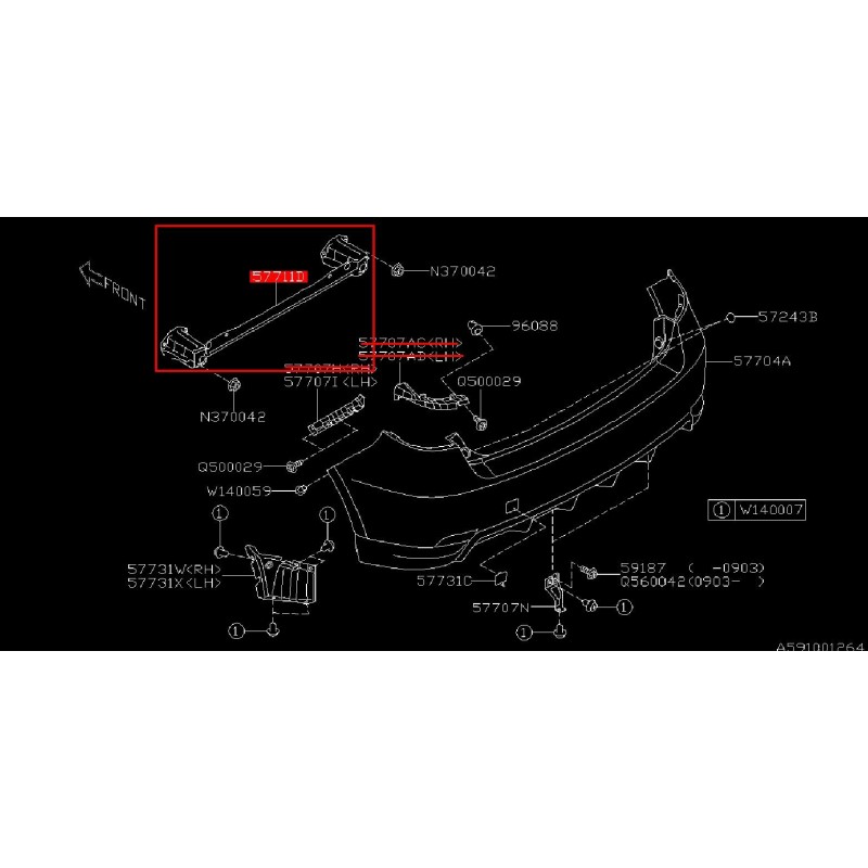 Traverse pare choc arrière Impreza WRX STI 2008-2012