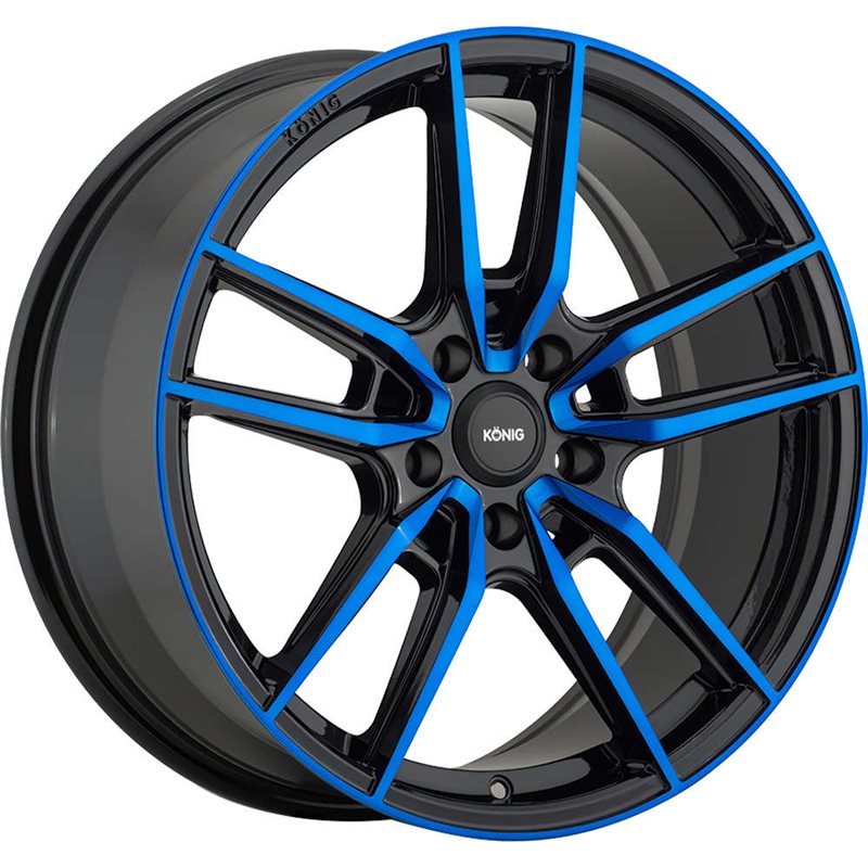 Konig Myth 17x8.0 ET43 5x100 Noir Brillant Et Bleu Vernis