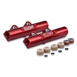 IAG Top Feed Conversion Kit - V2 Silver TGV, Red Fuel Rails, Custom Lines for OEM FPR (04-06 STI, 04-05 FXT).