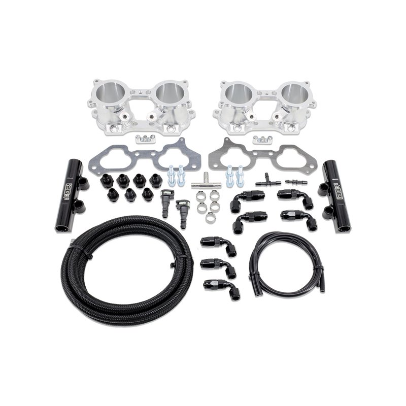 IAG Top Feed Conversion Kit - TGV V2 Argent, Rails Essence Noir, Ligne Custom pour Aeromotive FPR (04-06 STI, 04-05 Forester XT)