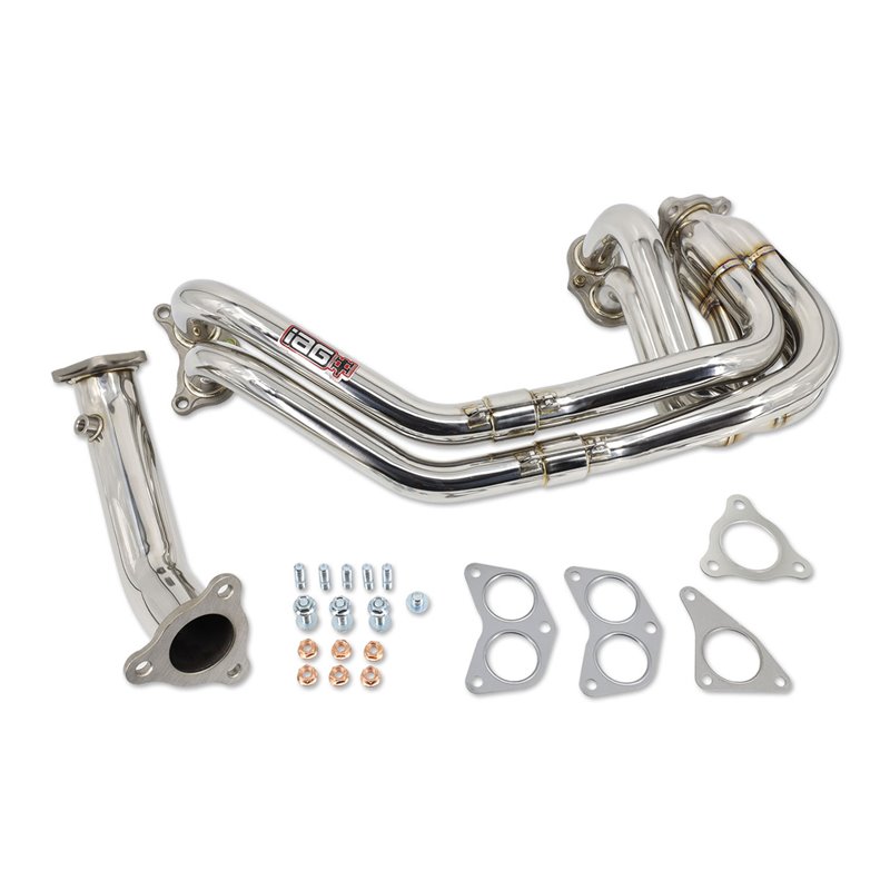 IAG Performance Unequal Length 3-Bolt Header & Uppipe for 02-14 WRX, 04-21 STI, 05-09 Legacy GT, 04-08 Forester XT.