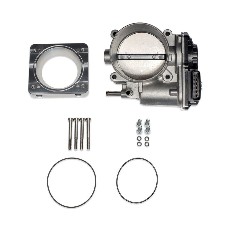 IAG Big Bore 76mm Throttle Body with Electronics and Adapter Package for OEM Subaru STI / Cosworth Intake Manifold; Silver Finis