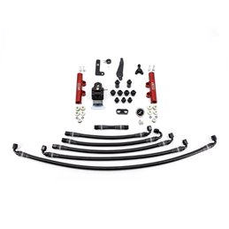 IAG PTFE Fuel System Kit with Lines, FPR and Fuel Rails for 08-21 Subaru STI (Black).