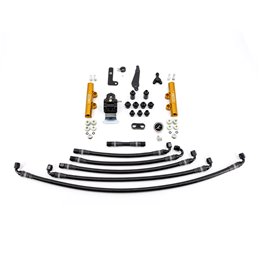 IAG PTFE Fuel System Kit with Lines, FPR and Fuel Rails for 08-21 Subaru STI (Black).