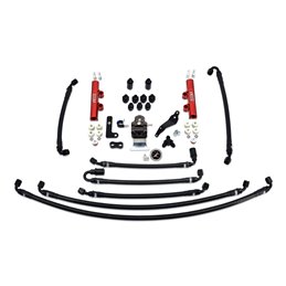 IAG PTFE Flex Fuel System Kit with Lines, FPR, Black Fuel Rails for 08-14 WRX.