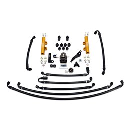 IAG PTFE Flex Fuel System Kit with Lines, FPR, Black Fuel Rails for 08-14 WRX.