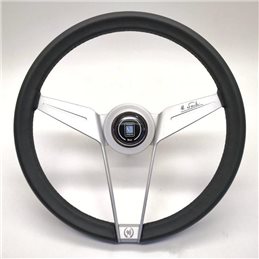 Volant Nardi Novantesimo, Cuir Noir, Branches Blanches, Ø35 cm, Bague Blanche 