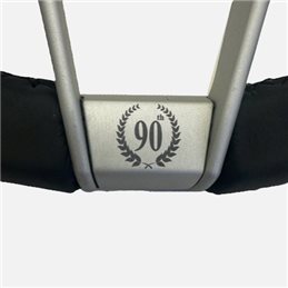 Nardi Novantesimo 90th Anniversary Steering Wheel, Black Leather, White Spokes, Ø35.5 cm, Black Center Pad