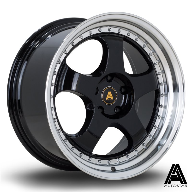 Autostar GT5 19x9.5" 5x114.3 ET22, Noir Brillant, Rebord Poli