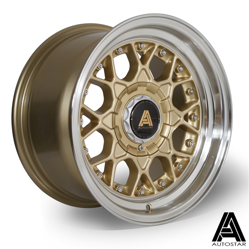 Autostar Sprint 15x8" 4x100/108 ET10, Dorée, Rebord Poli