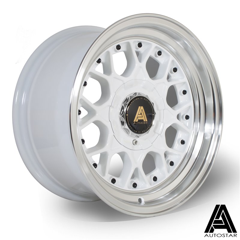 Autostar Sprint 15x8" 4x100/114.3 ET10, Blanc, Rebord Poli