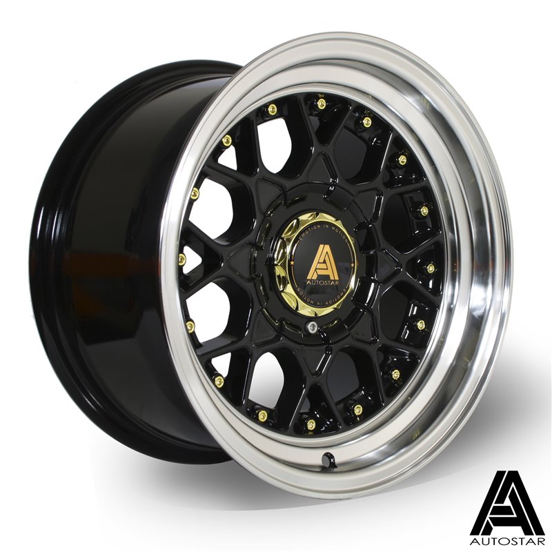 Autostar Sprint 15x8" 4x100/114.3 ET10, Noir, Rebord Poli