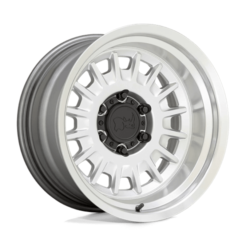 Black Rhino Aliso 16x8 6x139.7 ET0, Gris Argenté, Branches et Rebord Polis
