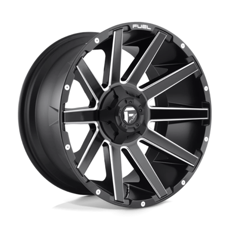 Fuel D616 Contra 22x10" 8x180 ET-18, Noir Mat, Rebord Brillant