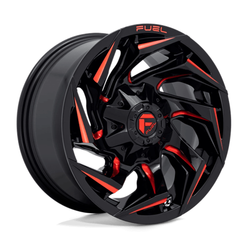Fuel D755 Reaction 20x9" 6x135/139.7 ET20, Noir Brillant Usiné, Teinte Rouge