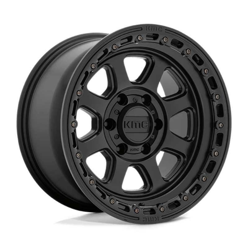 KMC KM548 Chase 20x9" 5x127 ET18, Noir Satiné, Rebord Brillant