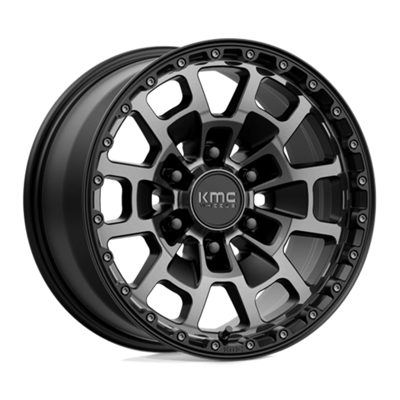 KMC KM718 Summit 17x8.5" 6x139.7 ET18, Noir Satiné, Teinte Grise