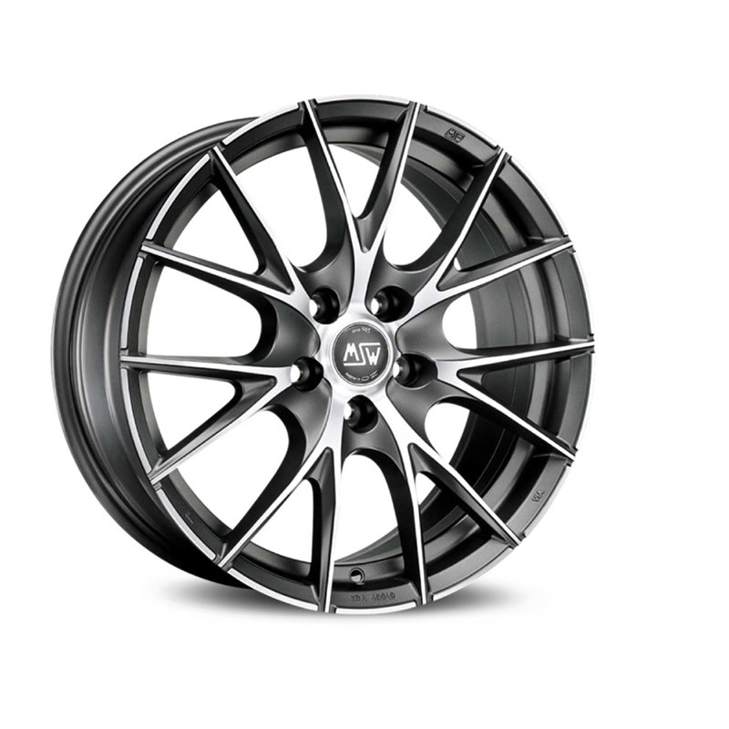 MSW 25 18x8.5" 5x112 ET49, Titane Mat, Branches Polies