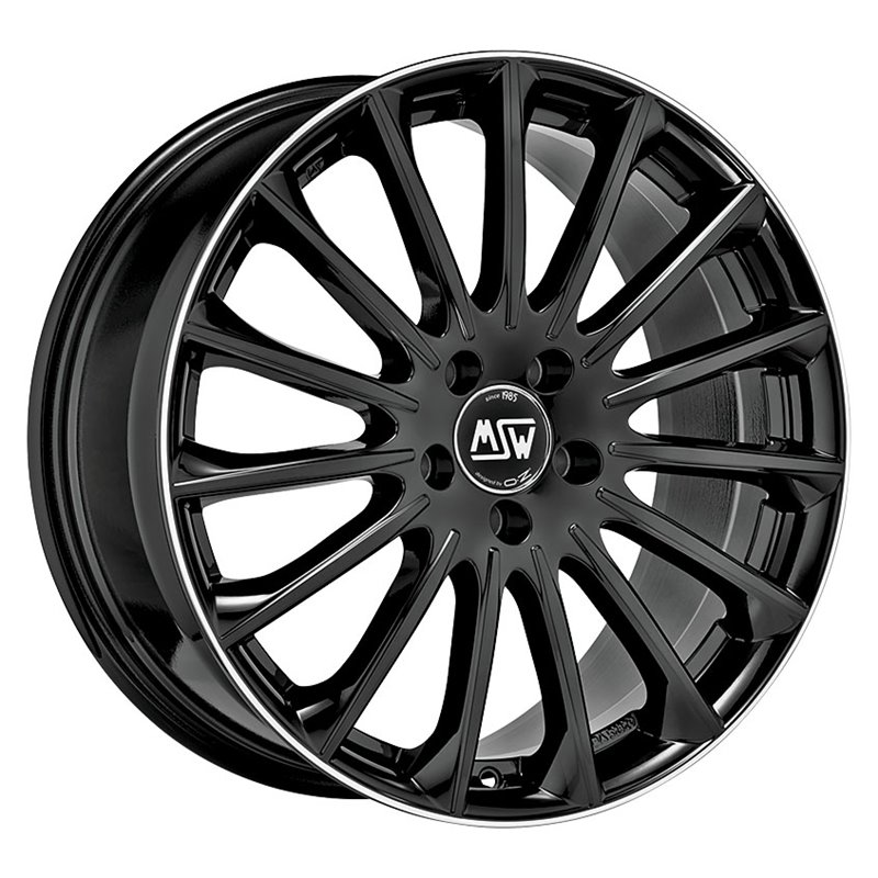 MSW 30 18x8" 5x112 ET43, Noir Brillant, Rebord Poli