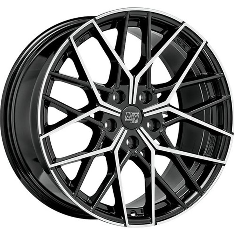 MSW 74 20x8.5" 5x112 ET45, Noir Brillant, Branches Polies
