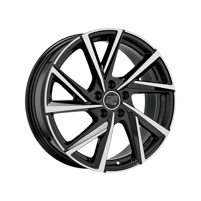 MSW 80-5 18x8" 5x112 ET26, Noir Brillant, Branches Polies