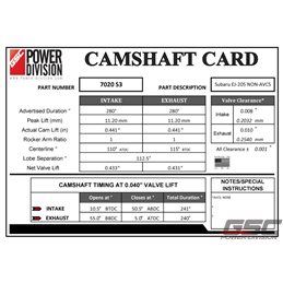 Arbres à Cames Stage 2 GSC POWER DIVISION GT/STI 1999-2000 WRX 2001-2005