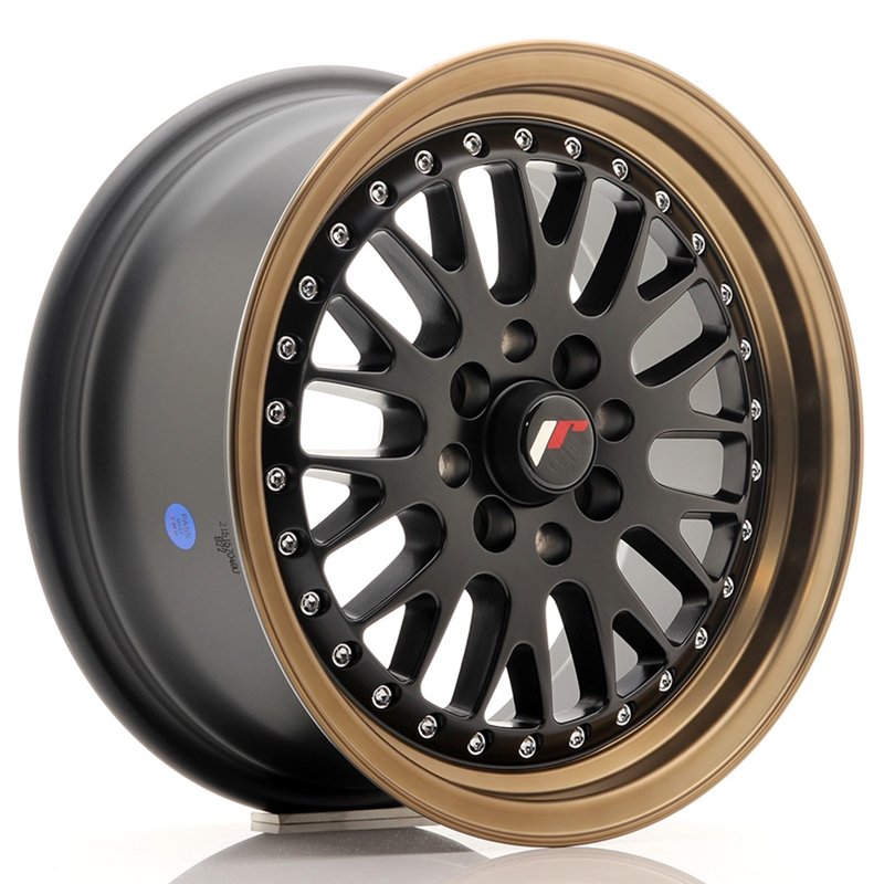 JR Wheels JR10 15x7 ET30 4x100/108 Noir Mat / Bord Bronze Anodisé