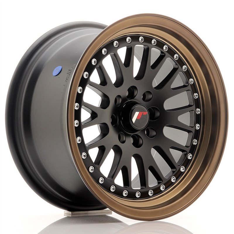 JR Wheels JR10 15x8 ET20 4x100/108 Noir Mat / Bord Bronze Anodisé