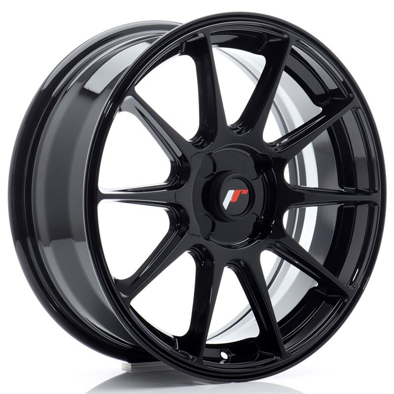 Japan Racing JR-11 17x7" (5 trous - sur mesure) ET20-38, Noir Brillant