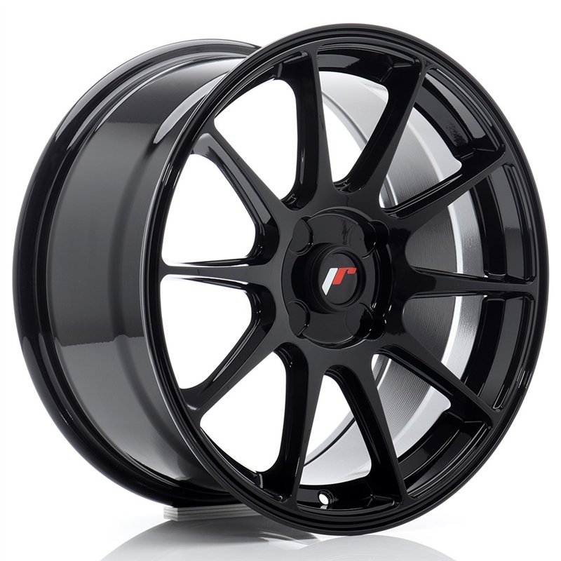 Japan Racing JR-11 17x8" (4 trous - sur mesure) ET20-35, Noir Brillant
