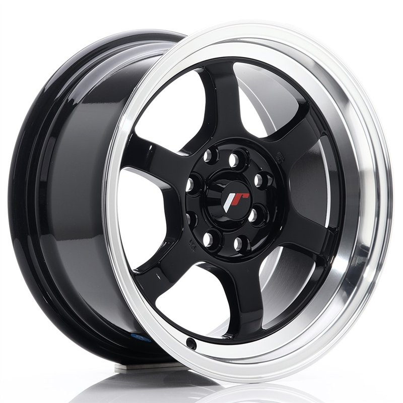 JR Wheels JR12 15x7.5 ET26 4x100/108 Noir Brillant / Bord Poli