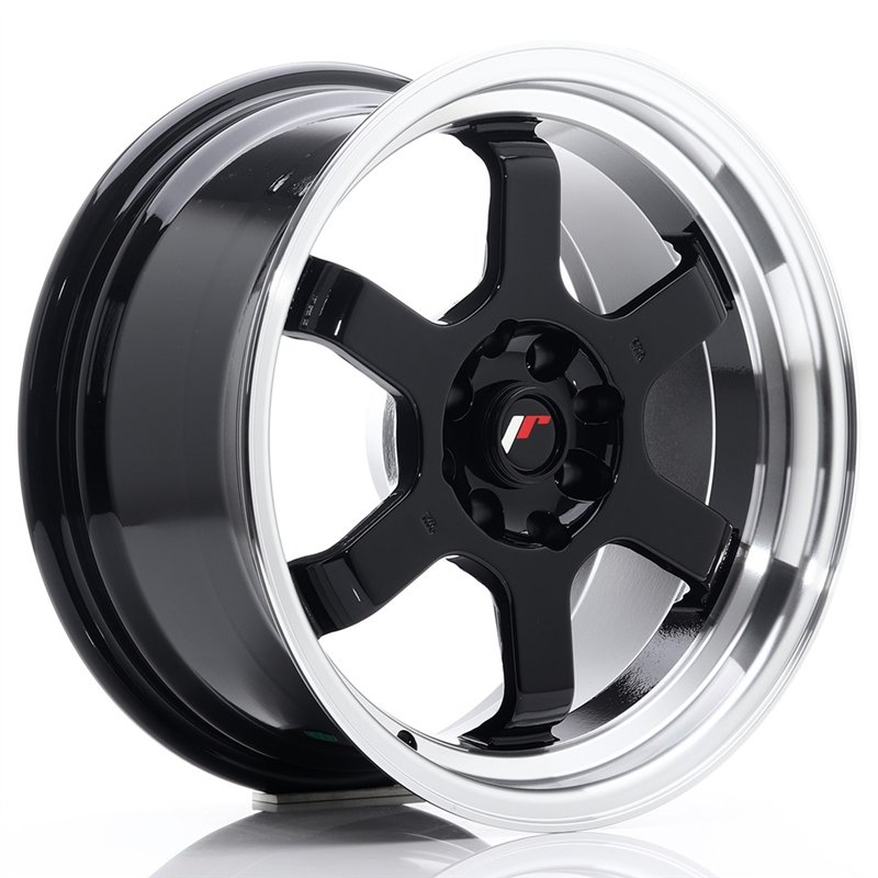 JR Wheels JR12 16x8 ET15 4x100/114.3 Noir Brillant / Bord Poli