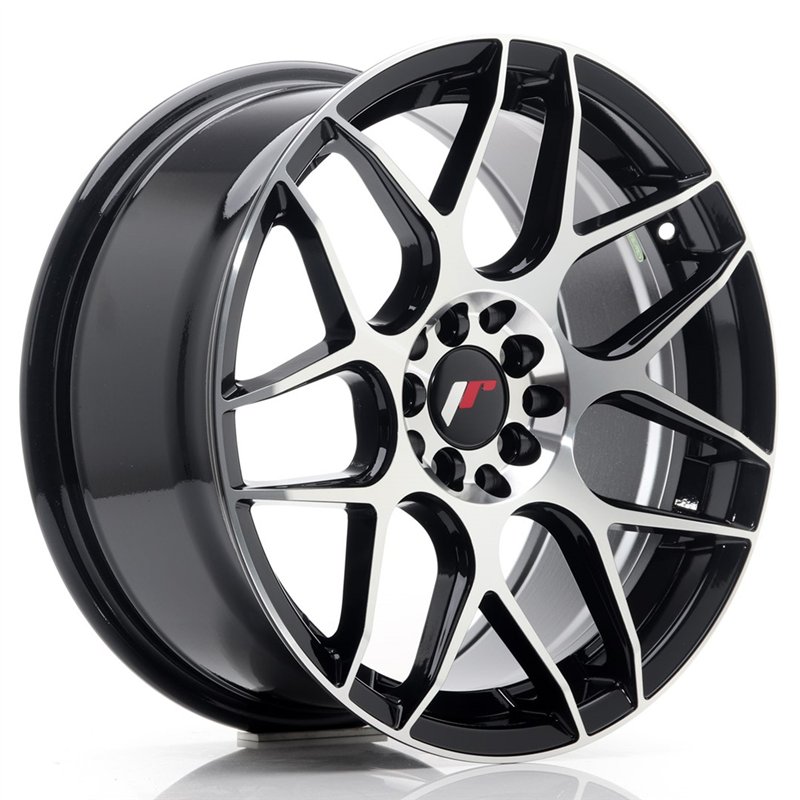 JR Wheels JR18 17x8 ET35 5x100/114.3 Noir Brillant Face Polie