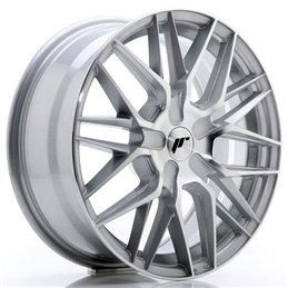 Japan Racing JR-28 17x7" (4 & 5 trous - sur mesure) ET20-45, Gris Argenté / Poli