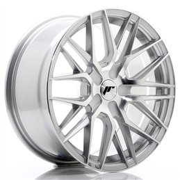 Japan Racing JR-28 17x8" (4 & 5 trous - sur mesure) ET25-40, Gris Argenté / Poli