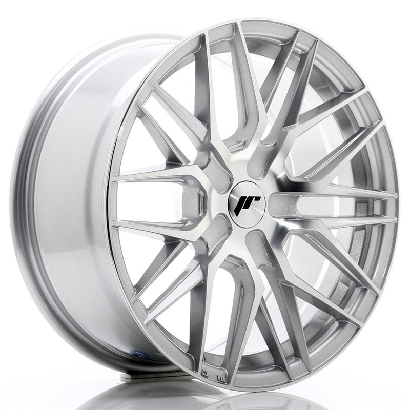 Japan Racing JR-28 17x8" (4 & 5 trous - sur mesure) ET25-40, Gris Argenté / Poli