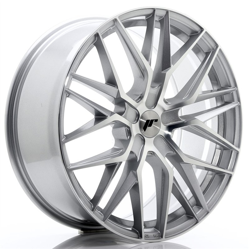 Japan Racing JR-28 Extreme Concave 21x9" (5 trous - sur mesure) ET15-45, Gris Argenté / Poli