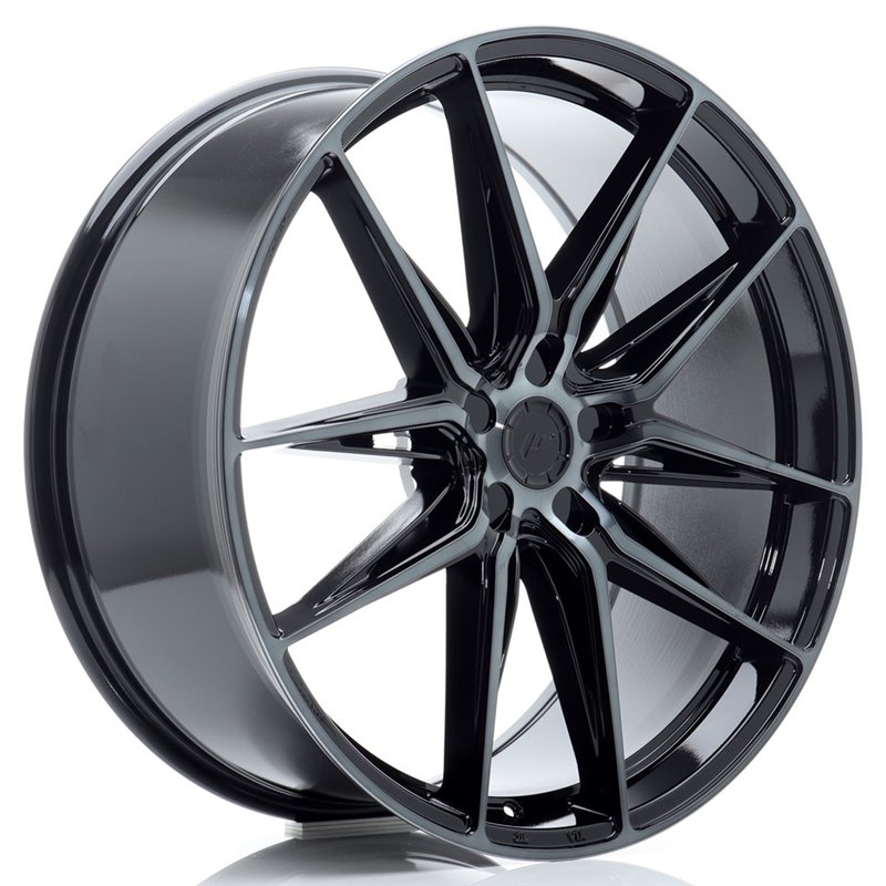 Japan Racing JR-44 22x10" (5 trous - sur mesure) ET20-46, Noir Brillant, Branches Teintées