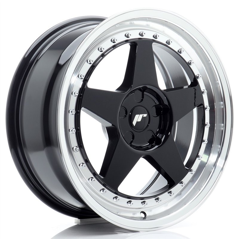 Japan Racing JR6 18x8 ET20-35 5H BLANK Noir Brillant et Rebord Poli