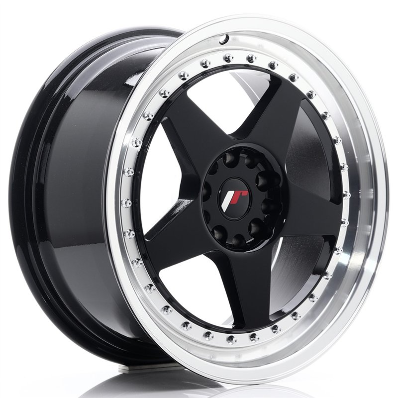 JR Wheels JR6 18x8.5 ET22 5x114.3/120 Noir Brillant w/Poli