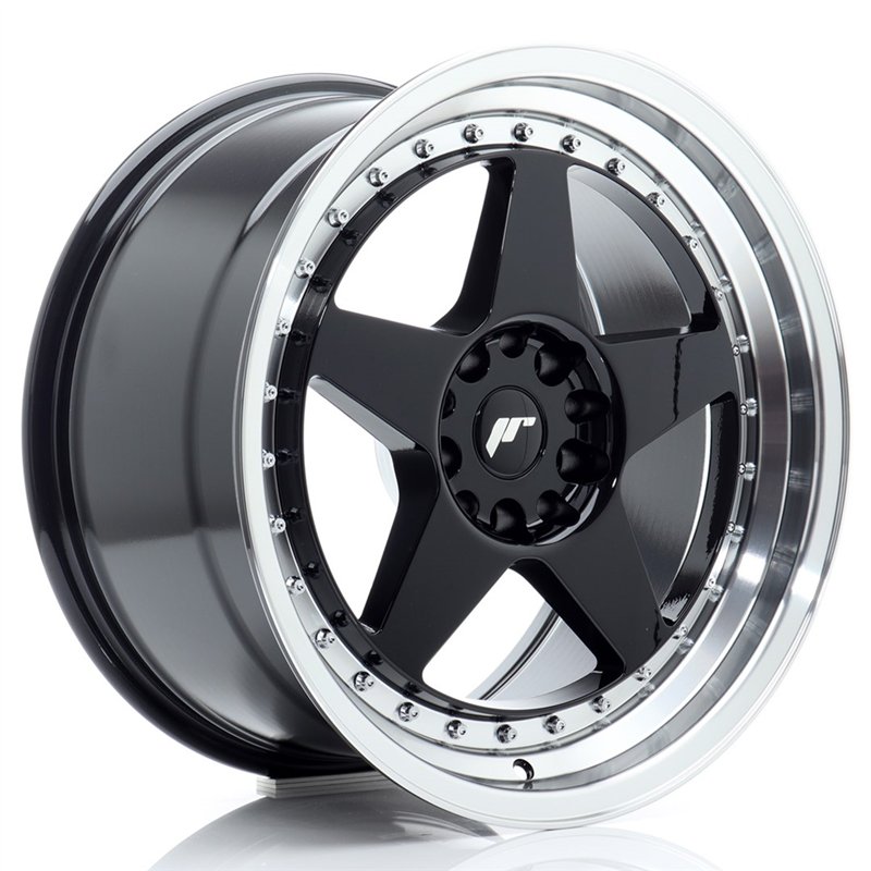 Japan Racing JR-6 18x9.5" 5x114.3/120 ET22, Noir Brillant, Rebord Poli