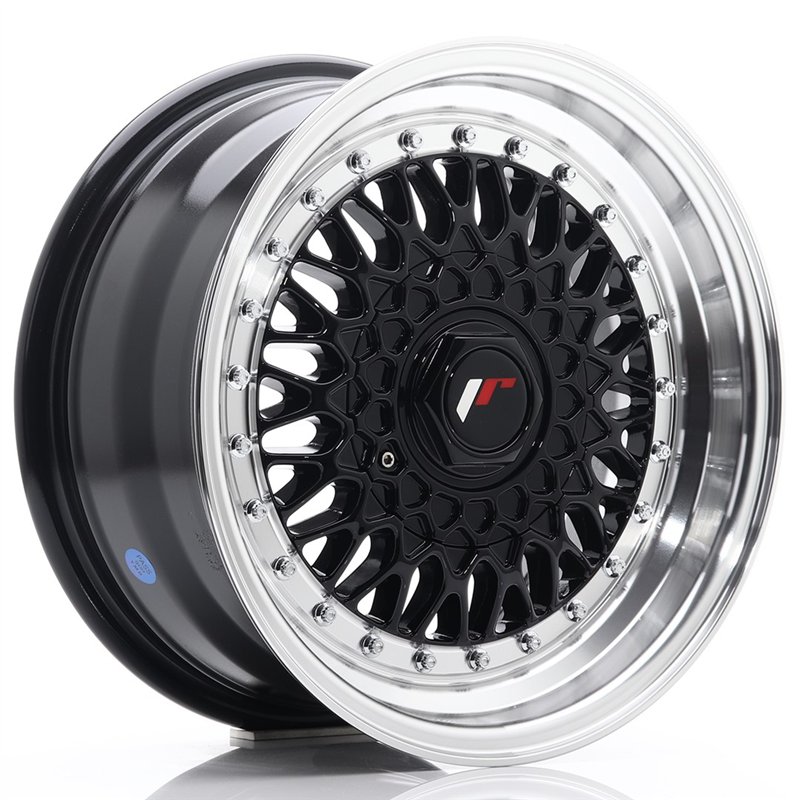Japan Racing JR9 15x7 ET20 4x100/108 Noir Brillant et Rebord Poli