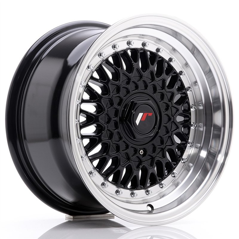 Japan Racing JR9 15x8 ET20 4x100/108 Noir Brillant et Rebord Poli
