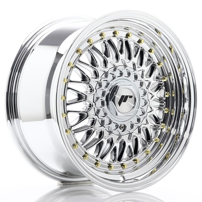 Japan Racing JR-9 16x8" (4 & 5 trous - sur mesure) ET25, Chrome / Titane