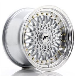 JR Wheels JR9 16x9 ET20 4x100/108 Argent / Bord Poli+Argent Rivets