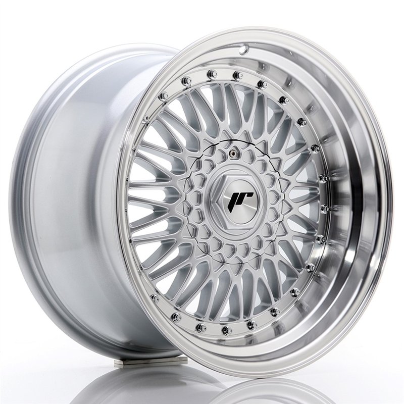JR Wheels JR9 17x10 ET20 5x112/120 Argent / Bord Poli+Argent Rivets