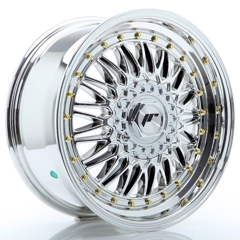Japan Racing JR-9 17x7.5" (4 & 5 trous - sur mesure) ET20-35, Chrome / Titane